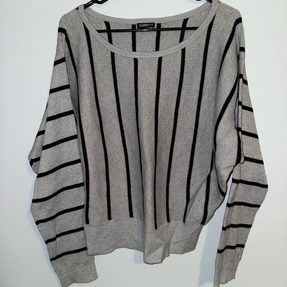 Express Black and Gray Striped Women's Sweater